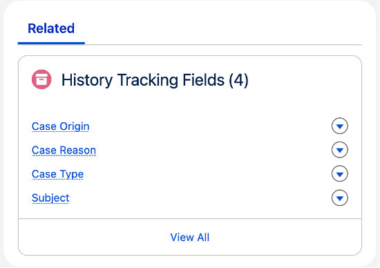 History Tracking Fields related list