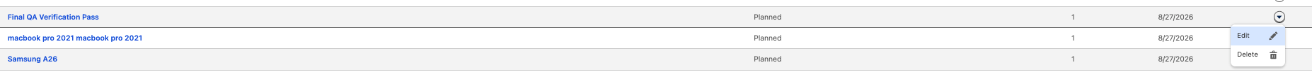 Custom Campaigns list row action menu