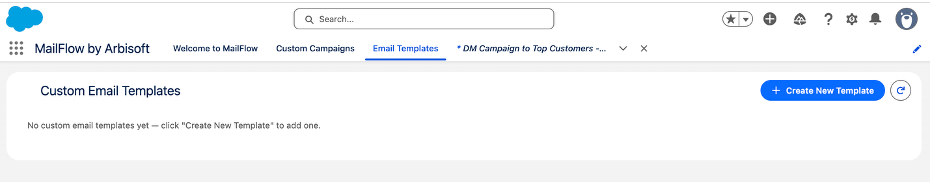 Email Templates tab empty state