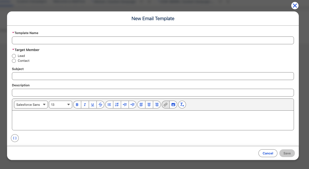 New Email Template composer