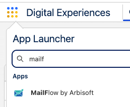 MailFlow application in the Salesforce App Launcher