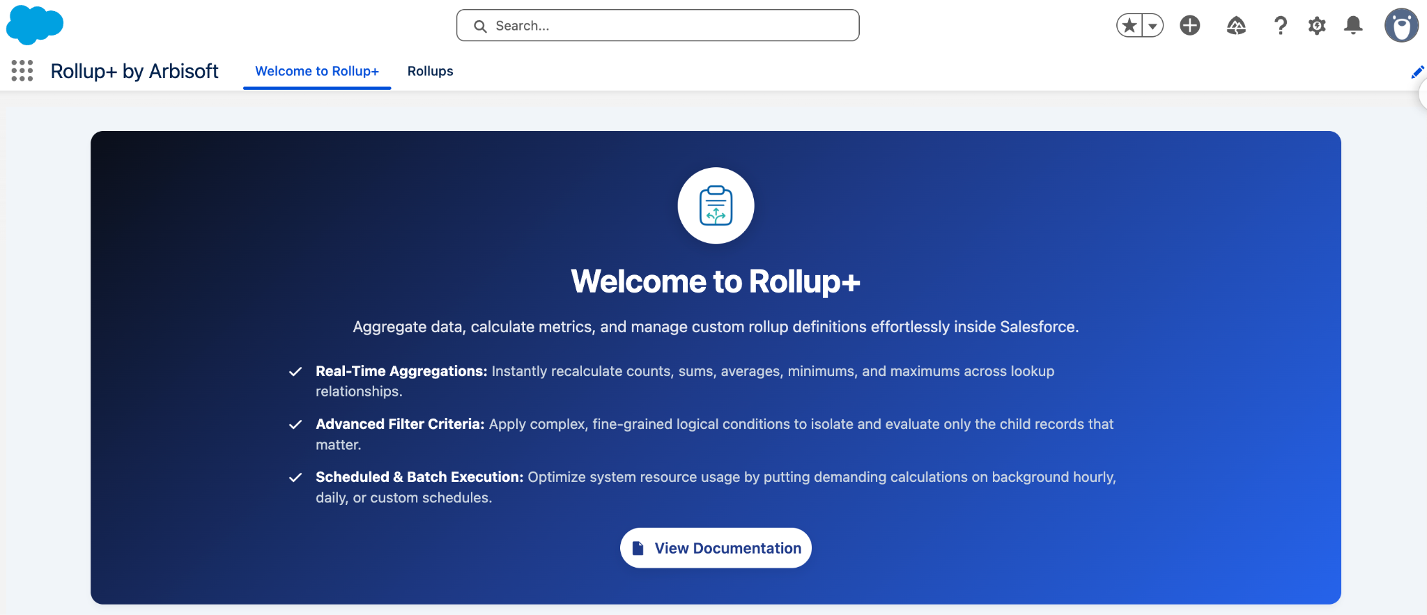 Welcome to Rollup+ home tab confirming a successful installation
