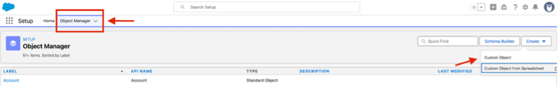 Create Custom Object option in Salesforce Object Manager